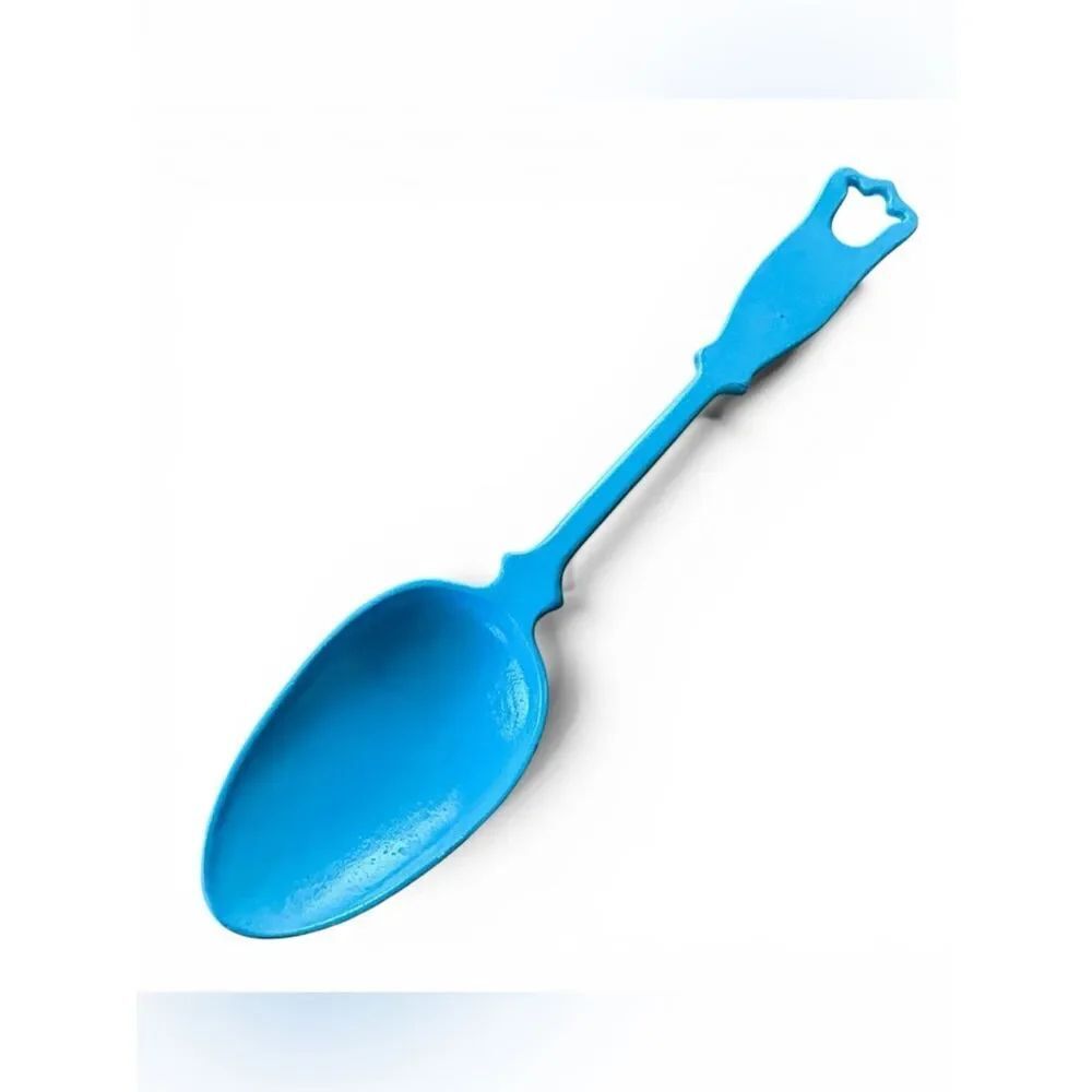 Vintage EMIG Cast Aluminum Metal Spoon Wall Hanging Teal 20”